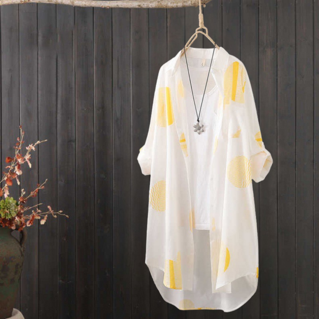 カジュアル ドット柄 ロングシャツ